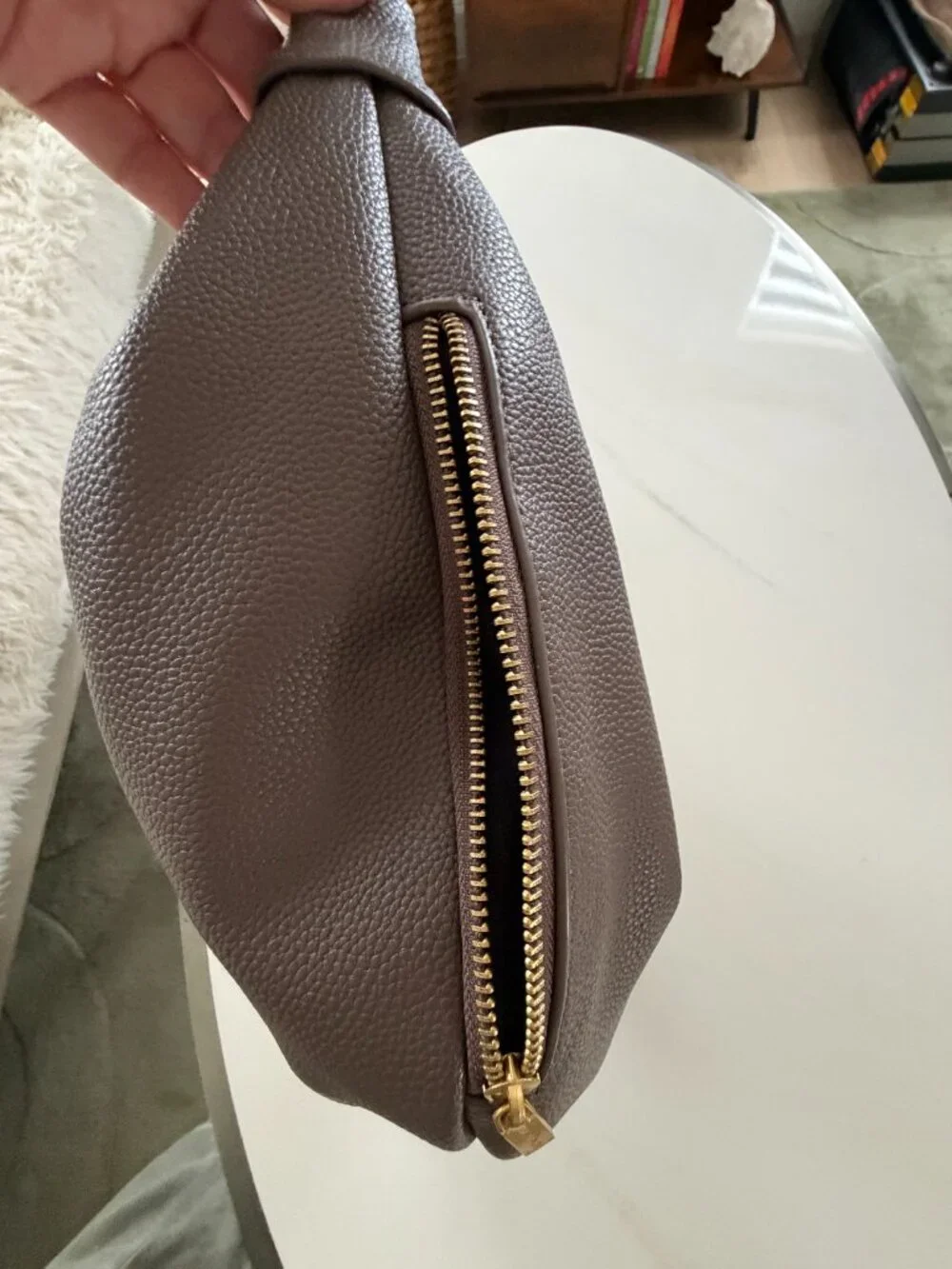 Tahari Bedford Slouchy Faux Leather Hobo Shoulder Bag with Side Zip Pocket